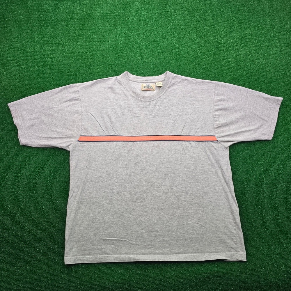 Red Head Tshirt Mens‎ 2X Gray Short Sleeve Stripe Outdoors Casual Tee
